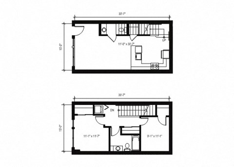 Stack House Apartments in Seattle, Washington 2x1.5 Townhome Floor Plan